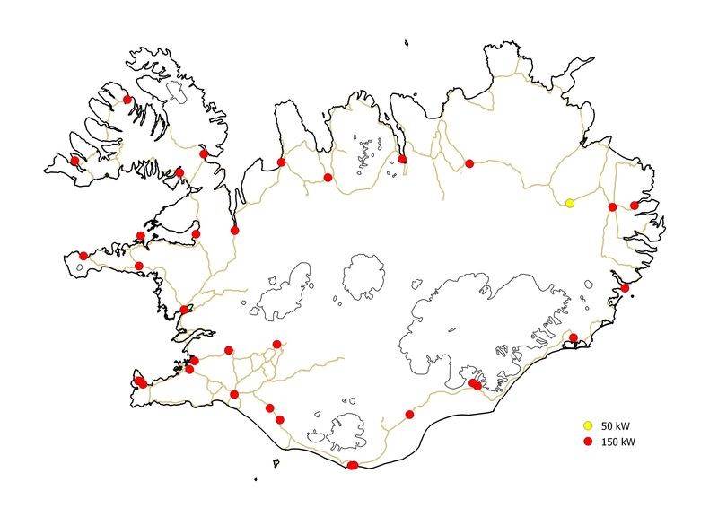 Dreifing nýrra, öflugra hraðhleðslustöðva um landið. 