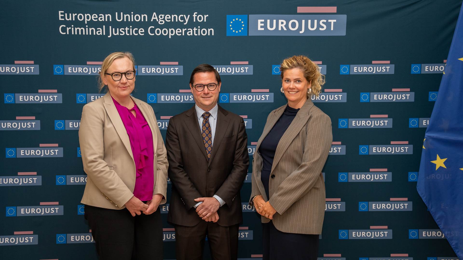 Þorbjörg Sigríður Gunnlaugsdóttir, Michael Schmid forseti Eurojust og Kolbrún Benediktsdóttir. - mynd