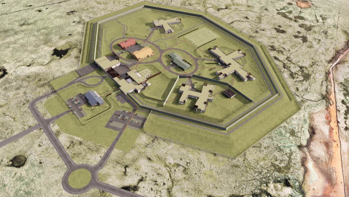 Yfirlitsmynd af fyrirhuguðu öryggisfangelsi á Stóra Hrauni - mynd