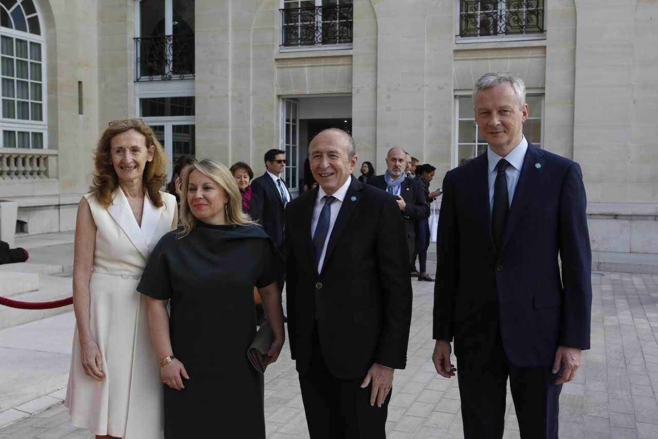 Nicole Belloubet, dómsmálaráðherra, Gérard Collomb, innanríkisráðherra og Bruno Le Maire, fjármálaráðherra Frakklands tóku á móti Sigríði Á. Andersen við komuna á ráðstefnuna - mynd