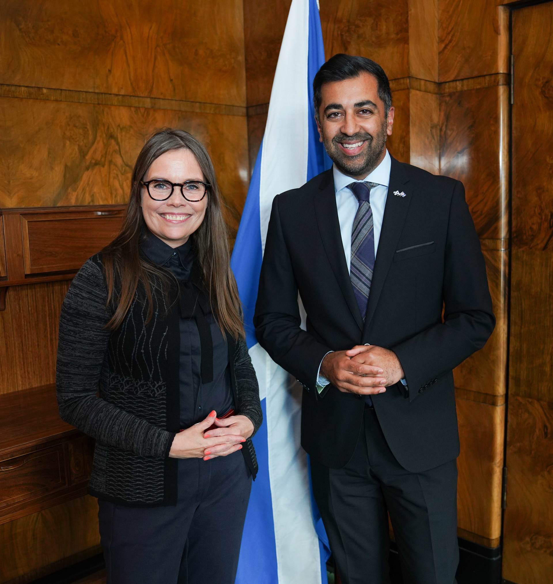 Katrín Jakobsdóttir forsætisráðherra og Humza Yousaf, fyrsti ráðherra skosku heimastjórnarinnar. - mynd