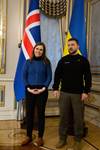 Katrín Jakobsdóttir forsætisráðherra og Volodomyr Zelensky, forseti Úkraínu. - mynd