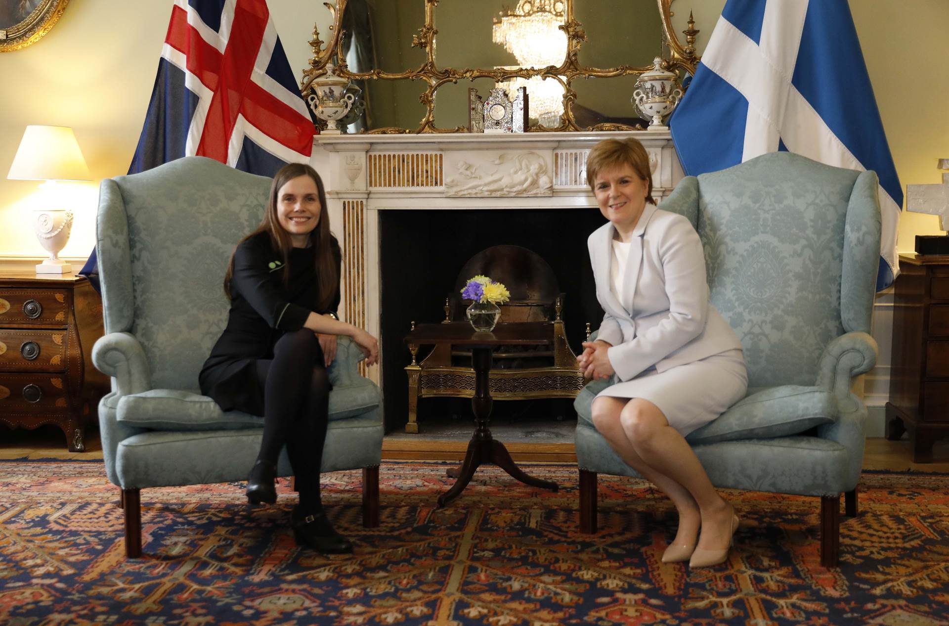 Katrín Jakobsdóttir forsætisráðherra og Nicola Sturgeon, fyrsti ráðherra skosku heimastjórnarinnar - mynd