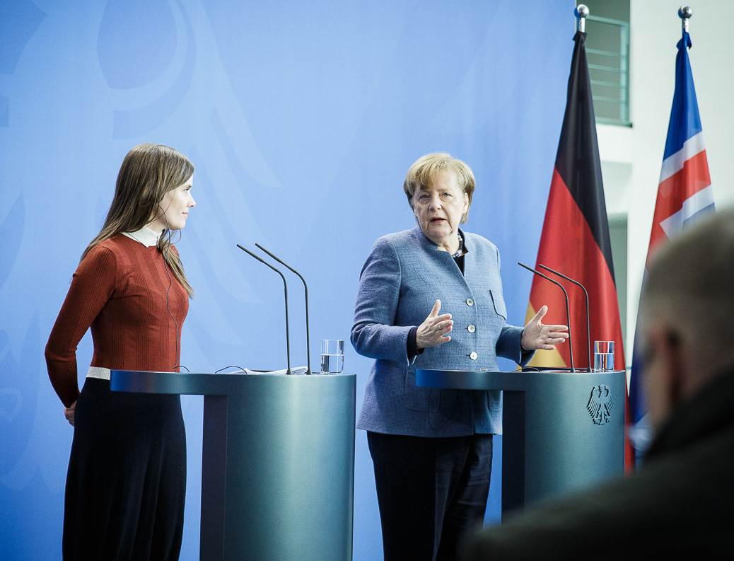 Katrín Jakobsdóttir, forsætisráðherra og Angela Merkel, kanslari Þýskalands, funda í Berlín - mynd