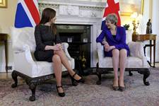 Katrín Jakobsdóttir, forsætisráðherra Íslands og Theresa May, forsætisráðherra Bretlands - mynd