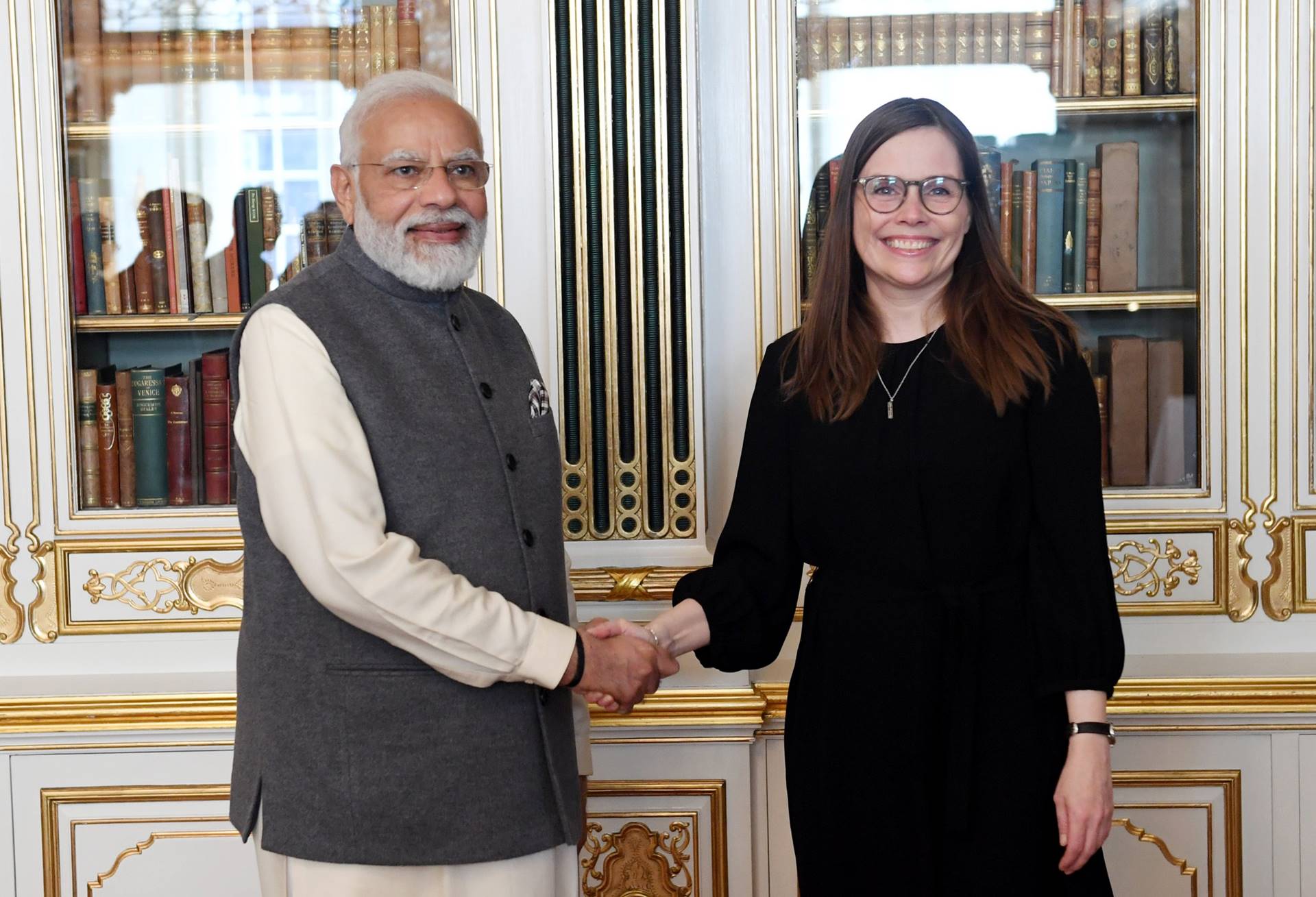 Narenda Modi, forsætisráðherra Indlands, og Katrín Jakobsdóttir, forsætisráðherra