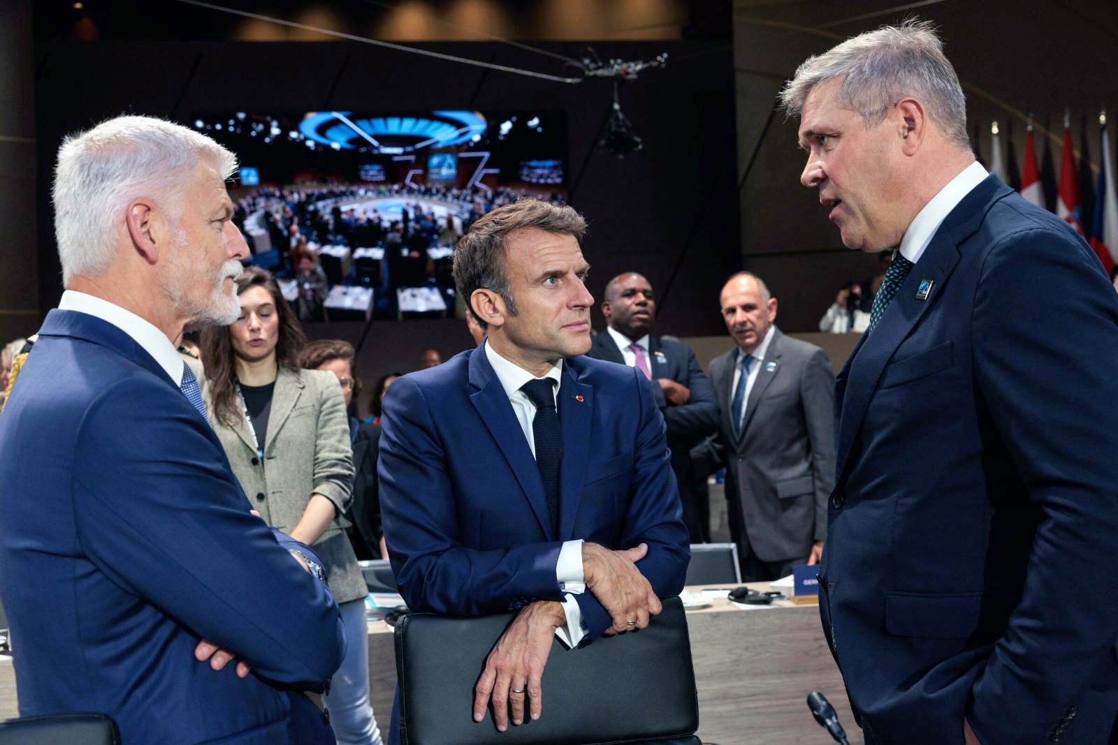 Forsætisráðherra ásamt Emmanuel Macron Frakklandsforseta og Petr Pavel Tékklandsforseta á nýafstöðnum leiðtogafundi NATO í Washington - mynd