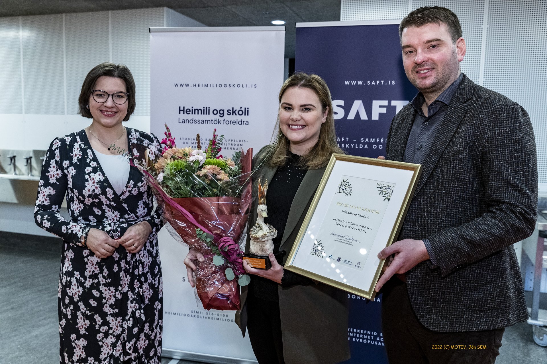 Eliza Reid, forsetafrú Íslands, Íris Hrund Hauksdóttir, náms- og starfsráðgjafi í Hólabrekkuskóla, og Ásmundur Einar Daðason, mennta- og barnamálaráðherra - mynd