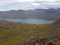 Horft yfir Mjóafjörð í sumar þegar framkvæmdir við lagningu ljósleiðara stóðu yfir. - mynd