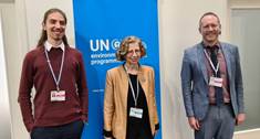 Finnur Ricart Andrason, ungmennafulltrúi Íslands, Inger Andersen, framkvæmdastjóra Umhverfisstofnunar Sameinuðu þjóðanna (UNEP) og  Guðmundur Ingi Guðbrandsson, umhverfis- og auðlindaráðherra. - mynd