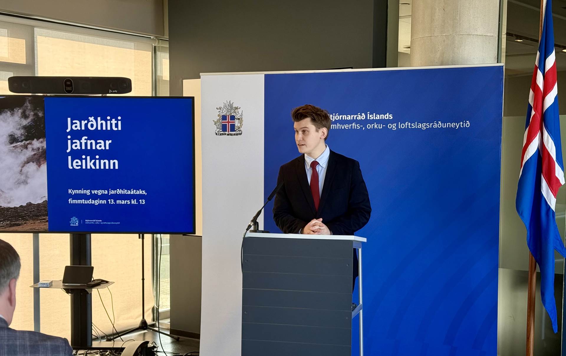 Jóhann Páll Jóhannsson, umhverfis-, orku- og loftslagsráðherra, kynnir átakið Jarðhiti jafnar leikinn. - mynd