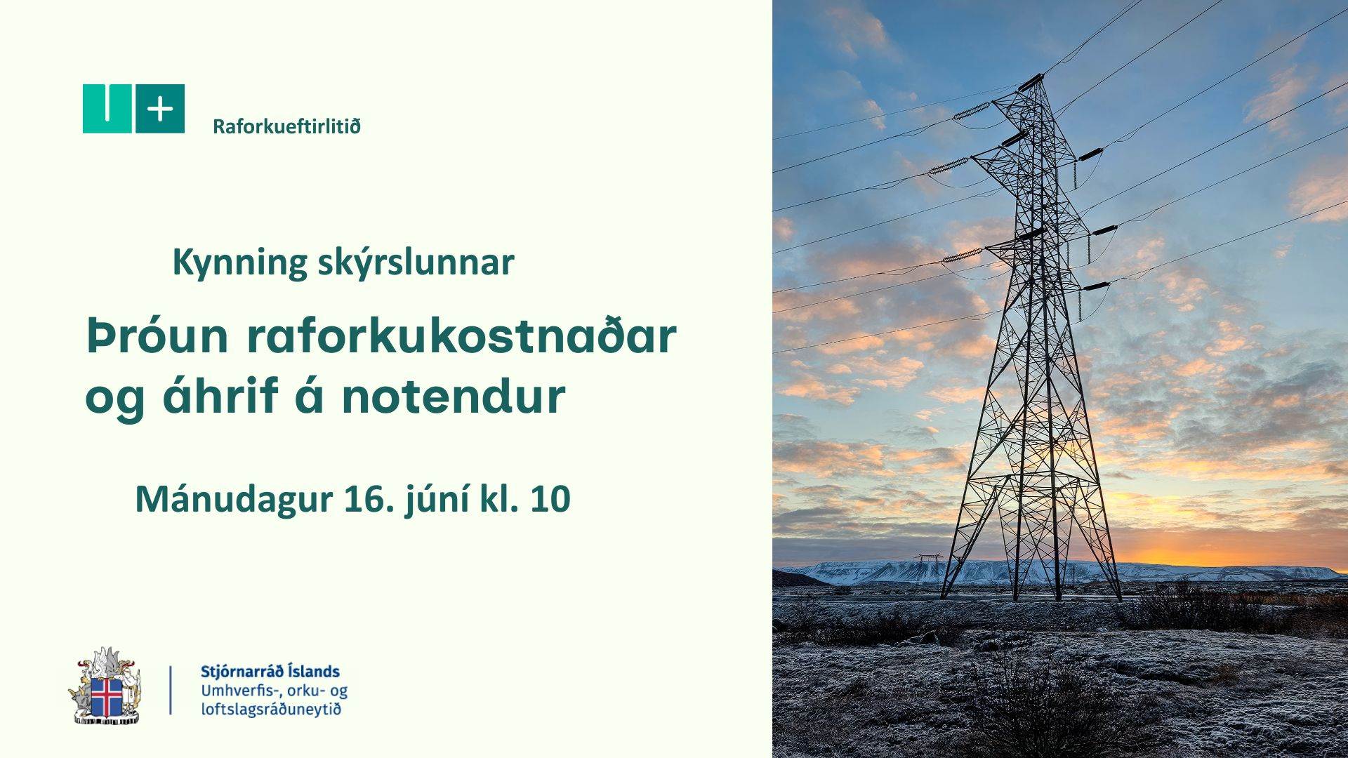 Kynning á þróun raforkukostnaðar og áhrifum á notendur - mynd