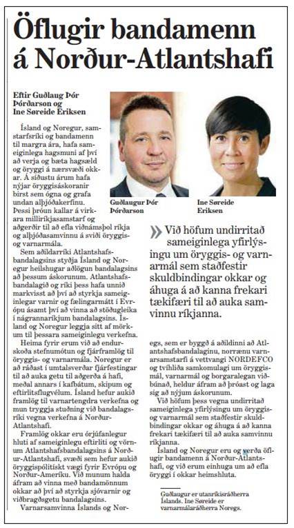 Mynd fyrir frétt: Öflugir bandamenn á Norður-Atlantshafi
