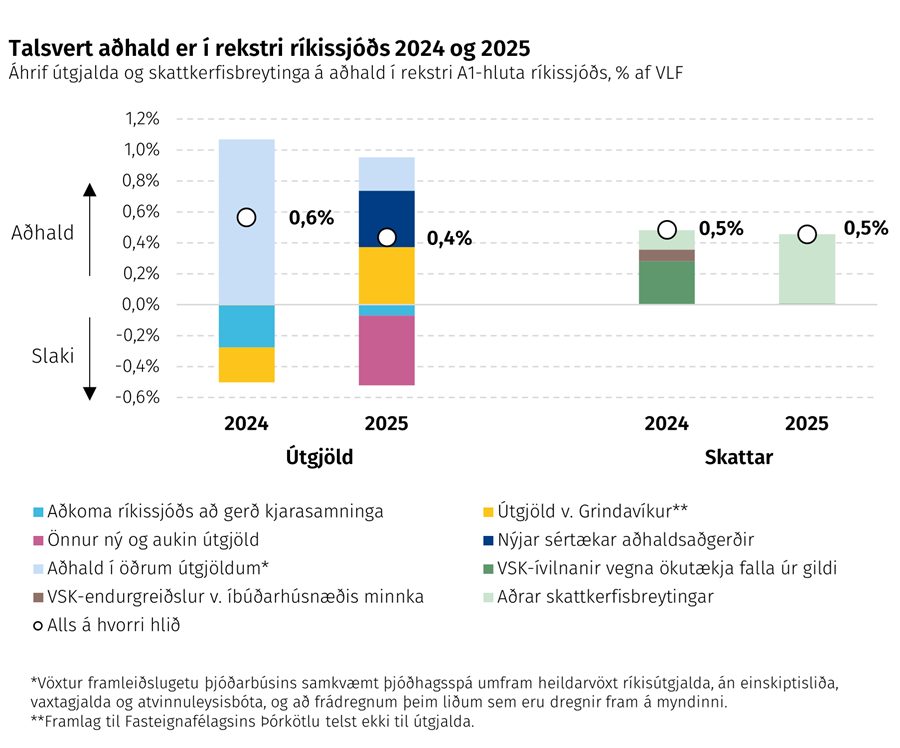 Talsvert aðhald er í rekstri ríkissjóðs 2024 og 2025