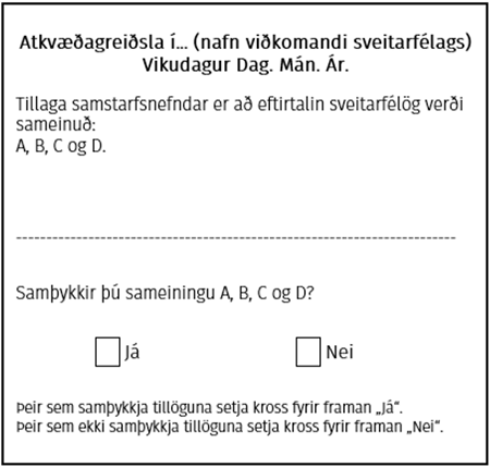 sýnishorn af atkvæðaseðli um sameiningu