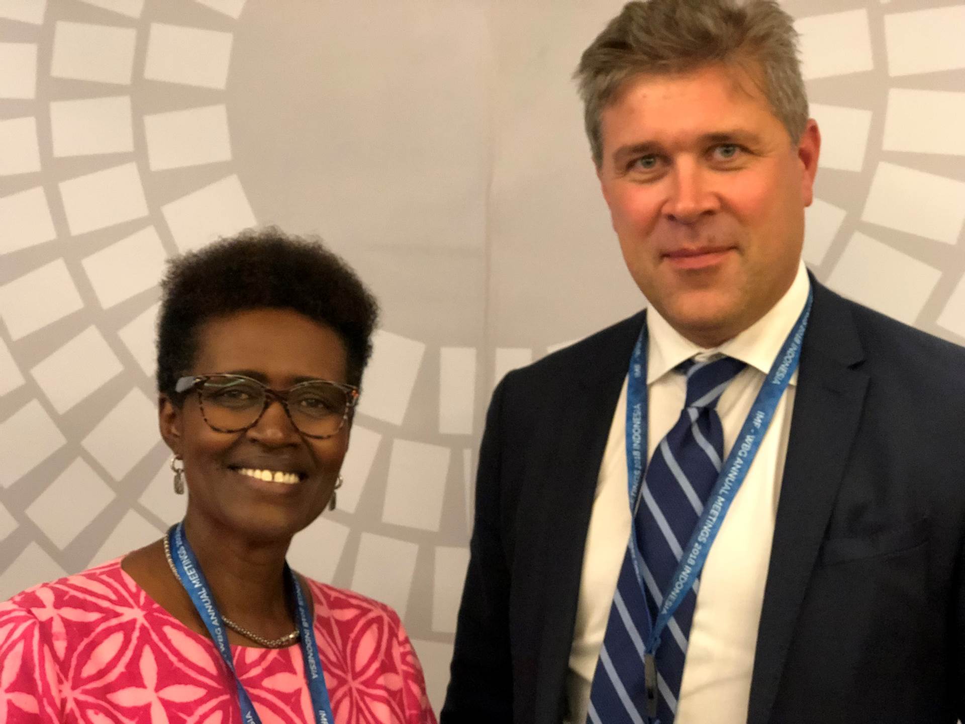 Bjarni Benediktsson með Winnie Byanyima, framkvæmdastjóri OXFAM - mynd