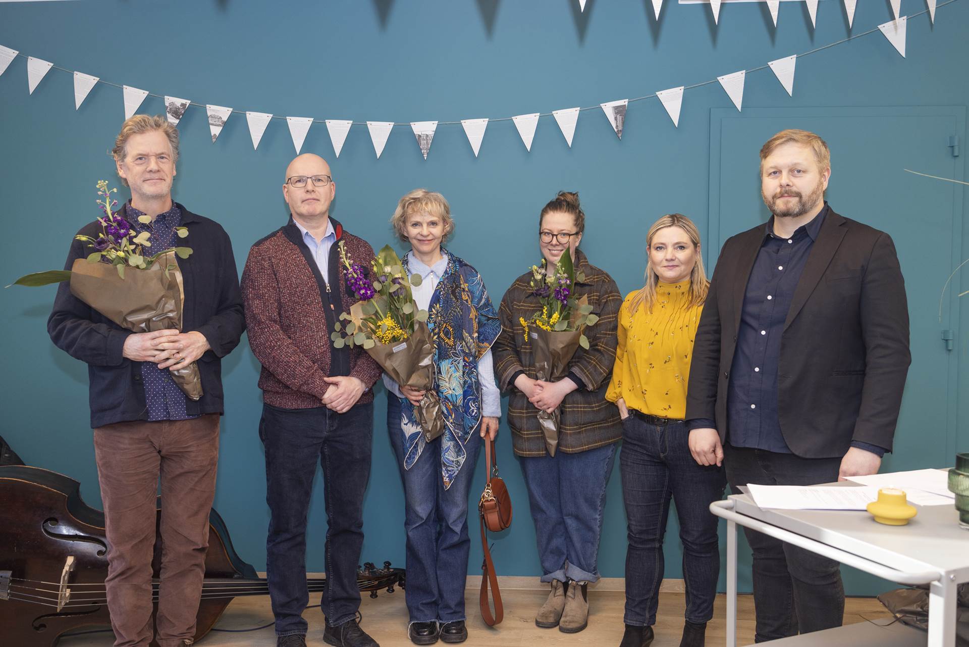 Ráðherra ásamt fulltrúum þeirra verkefna sem fengu langtímasamning fyrir innviðaverkefni og Guðmundur Birgir Halldórsson fulltrúi úthlutunarnefndar    - mynd