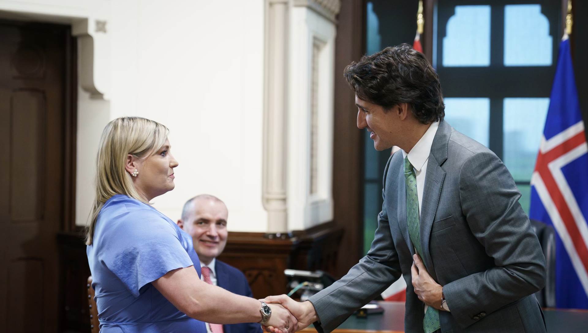 Lilja Dögg Alfreðsdóttir menningar- og viðskiptaráðherra, Justin Trudeau, forsætisráðherra Kanada, og Guðni Th. forseti Íslands.  - mynd