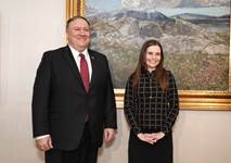 Michael Pompeo, utanríkisráðherra Bandaríkjanna, og Katrín Jakobsdóttir forsætisráðherra, á fundi í Ráðherrabústaðnum. - mynd