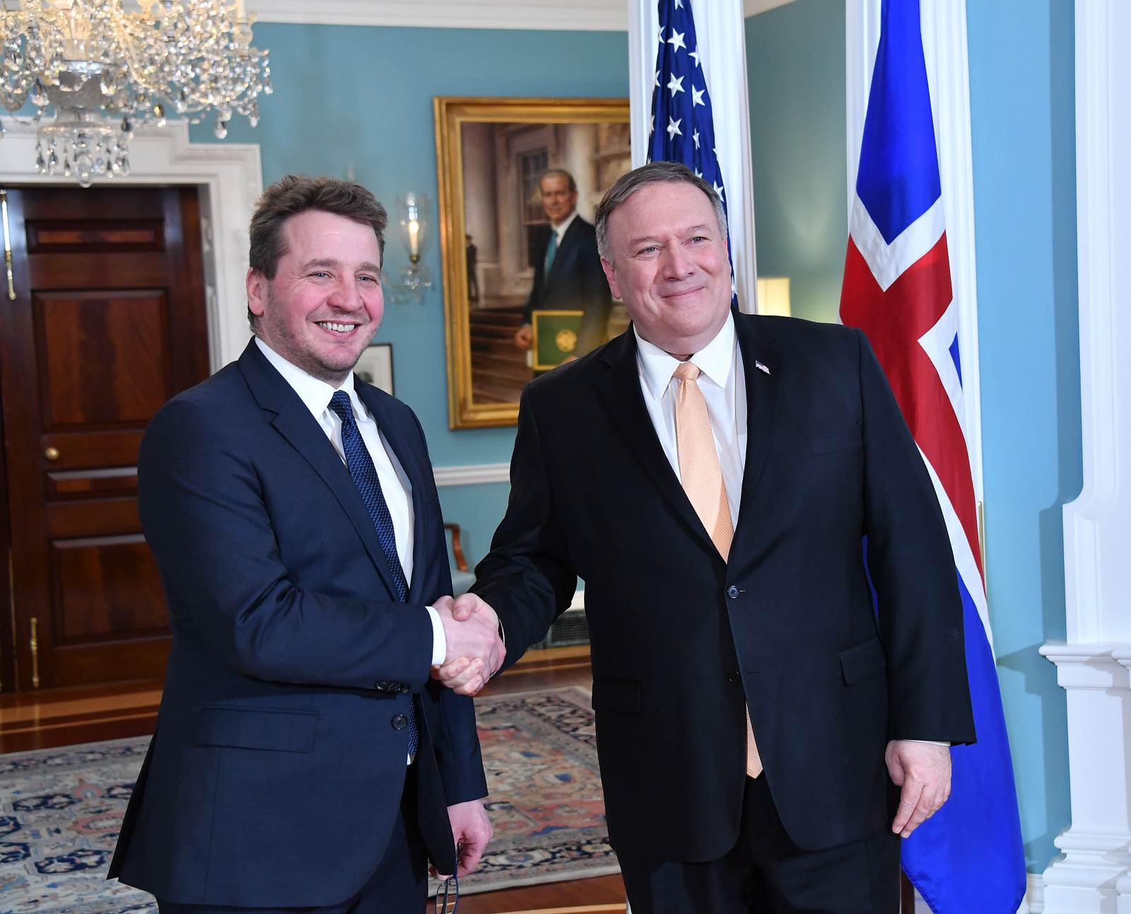 Guðlaugur Þór Þórðarson og Michael Pompeo í Washington í dag - mynd