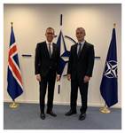 Hermann Ingólfsson sendiherra og Jens Stoltenberg, aðalfrkvstj. Atlantshafsbandalagsins