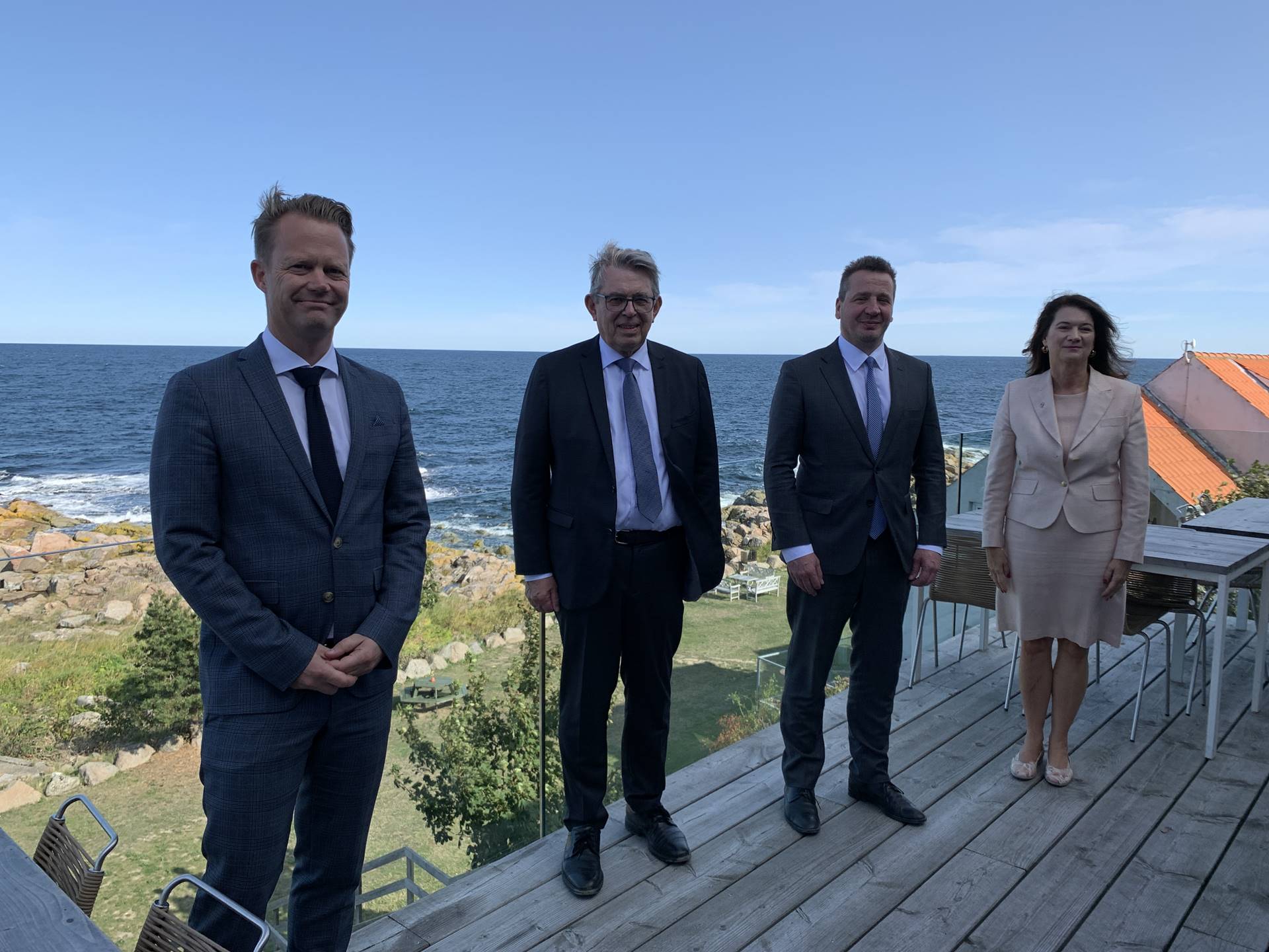 Frá Borgundarhólmi í dag. Jeppe Kofod, utanríkisráðherra Danmerkur, Björn Bjarnason, Guðlaugur Þór Þórðarson og Ann Linde, utanríkisráðherra Svíþjóðar - mynd