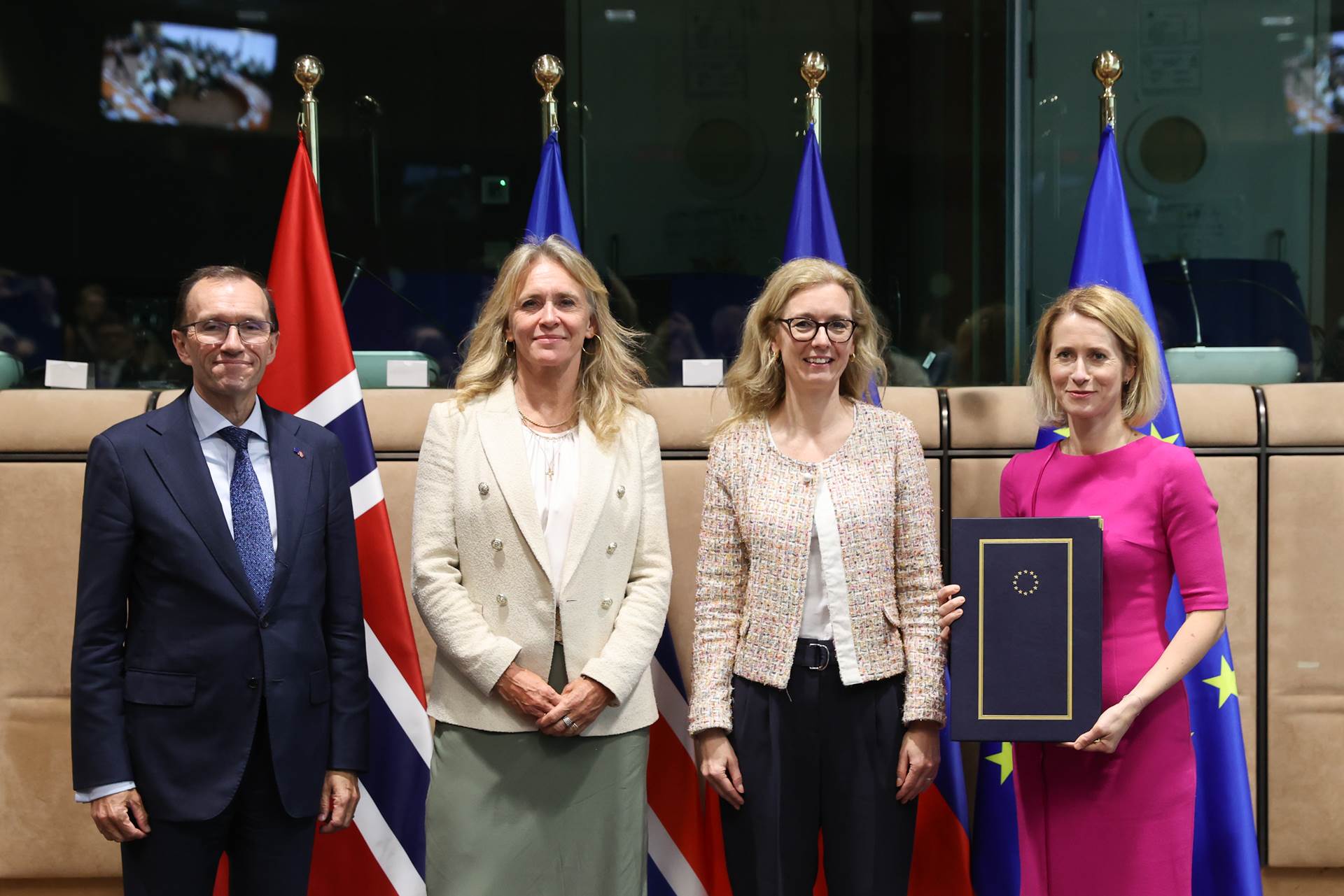 Espen Barth Eide utanríkisráðherra Noregs, Þorgerður Katrín Gunnarsdóttir utanríkisráðherra, Sabine Monauni utanríkisráðherra Liechtenstein og Kaja Kallas utanríkismálastjóri Evrópusambandsins. - mynd
