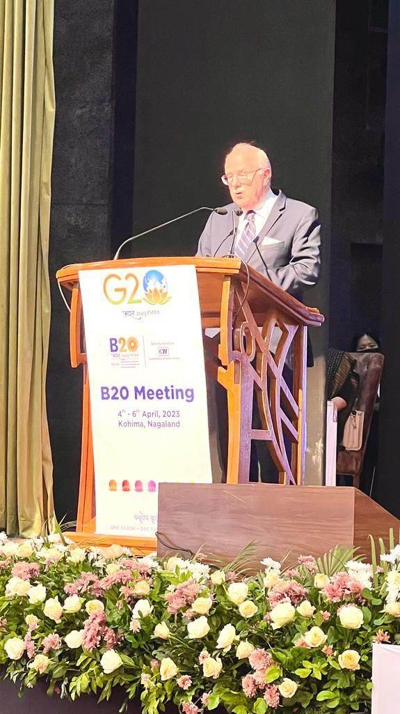 Ambassador Guðni Bragason addressed the B20 Conference - mynd