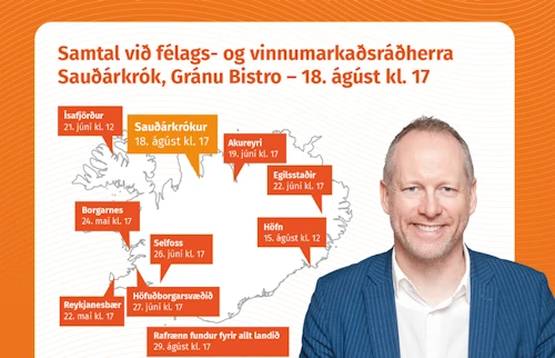 Verið hjartanlega velkomin á opinn fund í Skagafirði á föstudaginn - fundurinn fer fram á Sauðárkróki.
