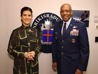 Þórdís Kolbrún Reykfjörð Gylfadóttir utanríkisráðherra flutti ávarp á viðburði í boði Antony Blinken, utanríkisráðherra Bandaríkjanna, í tengslum við nýja stefnu Atlantshafsbandalagsins um konur, stríð og frið. - mynd