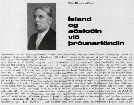 Grein Ólafs Björnssonar úr Stúdentablaðinu 1965. - mynd