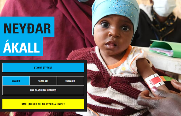 Ákall UNICEF: Hækkandi matvælaverð og niðurskurður ávísun á alvarlega vannæringu barna - mynd