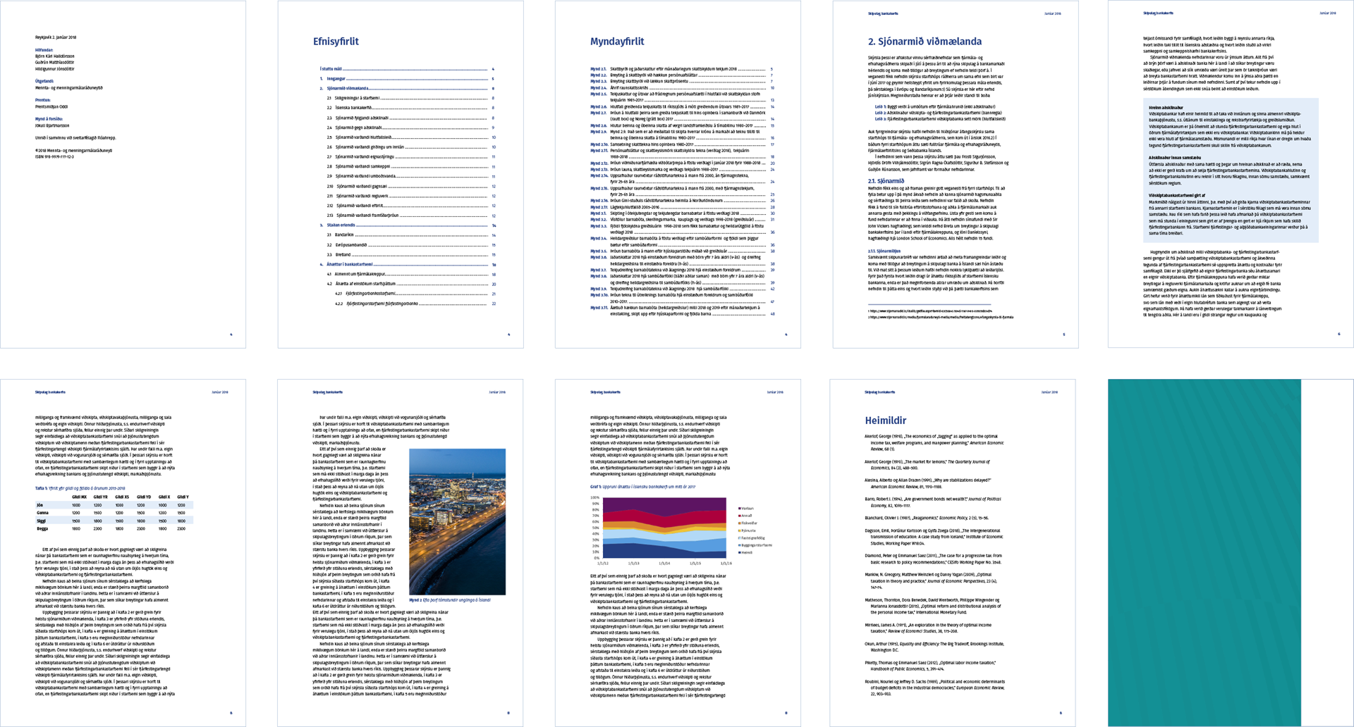 Mynd sýnir mismunandi síður í ritum og skýrslum