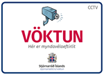 Vöktun í gangi - skilti