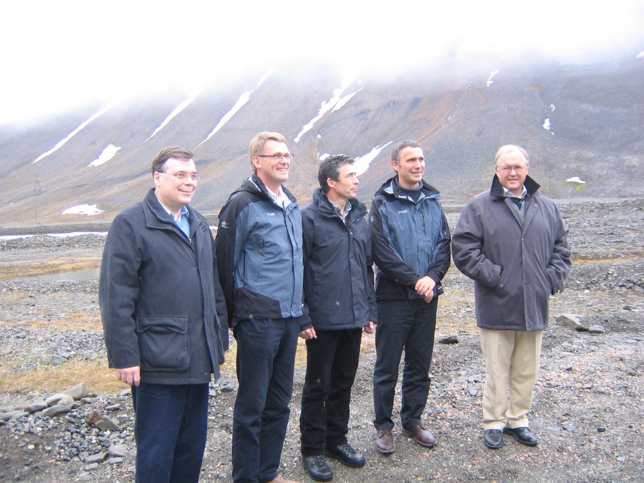 Frá vinstri Geir H. Haarde, Matti Vanhanen, Anders Fogh-Rasmussen, Jens Stoltenberg og Göran Person