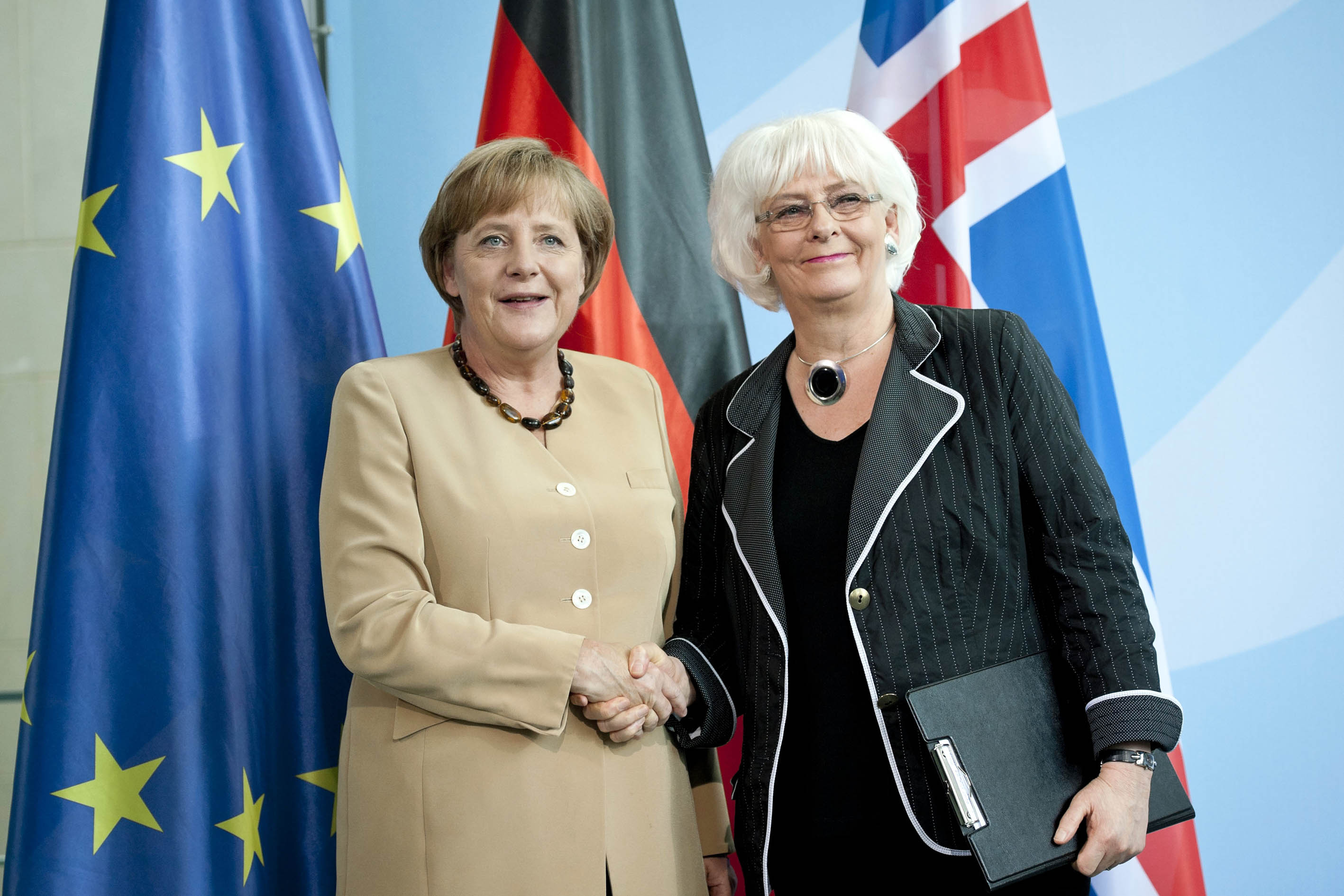 Jóhanna Sigurðardóttir forsætisráðherra átti í dag fund með Angelu Merkel kanslara Þýskalands