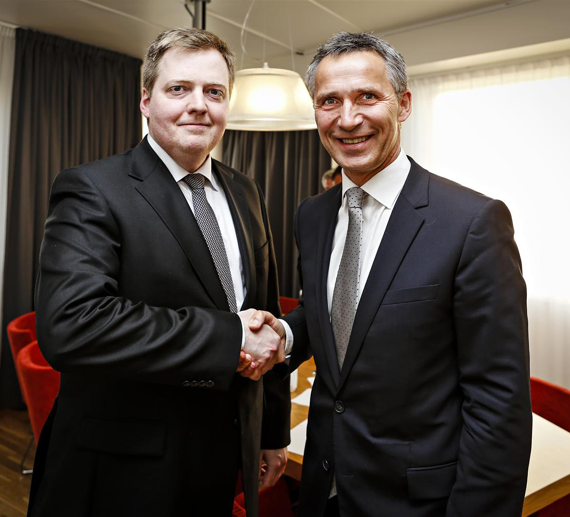 Sigmundur Davíð Gunnlaugsson og Jens Stoltenberg