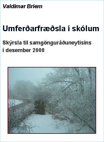 Skýrsla um umferðarfræðslu í skólum - forsíða skýrslu