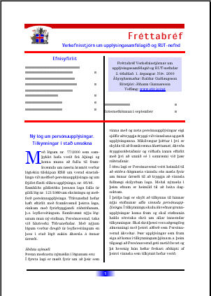 Fréttabréf Rut nefndar í nóvember 2000