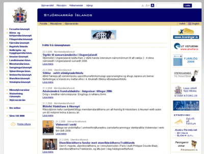 Stjórnarráð Íslands - forsíða í mars 2006