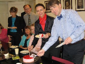Sóley, Hugi, Soffía, Þórunn, Siv og Magnús í jafnréttiskaffi, 16.4. 2004