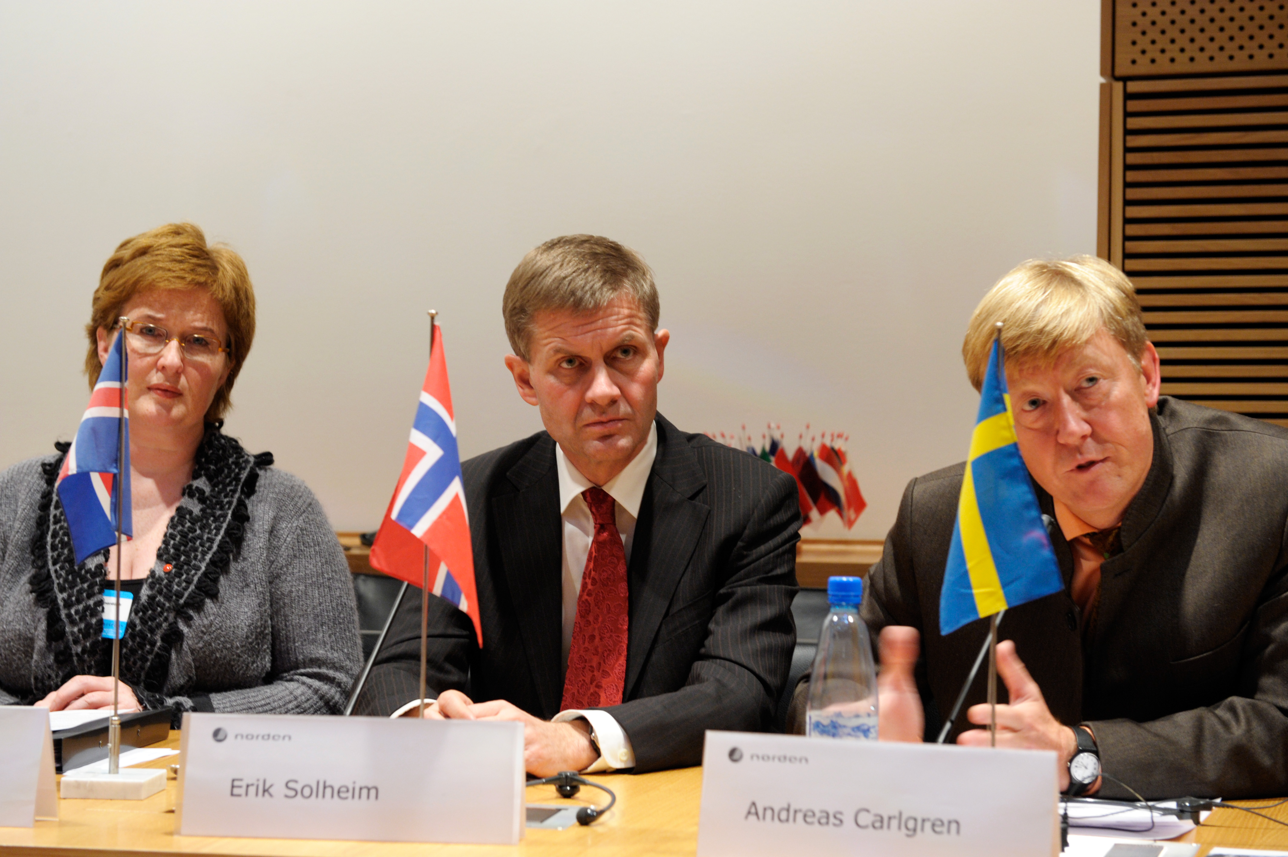 Þórunn Sveinbjarnardóttir, Erik Solheim og Andreas Carlgren Islannds.