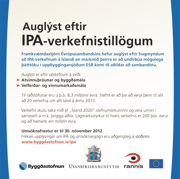 Auglýsing IPA-verkefnistillögur