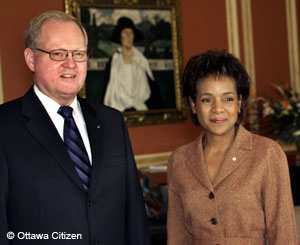 Markús Örn Antonsson, sendiherra, og Michaëlle Jean, landstjóri Kanada.