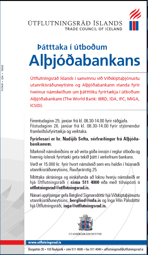 Þátttaka í útboðum Alþjóðabankans